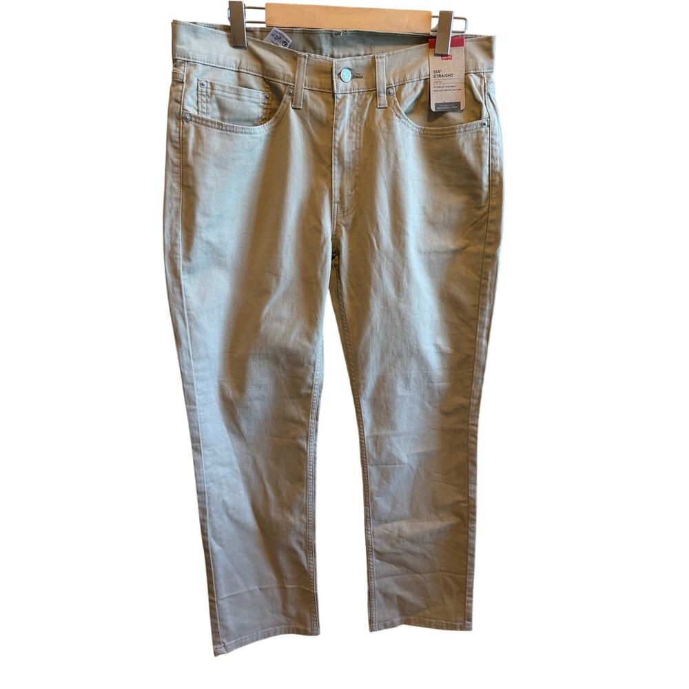 Levi's 514 Straight Fit Pants Jeans Stretch Khaki Beige Tan Men's W34 x L30 - Picture 2 of 10